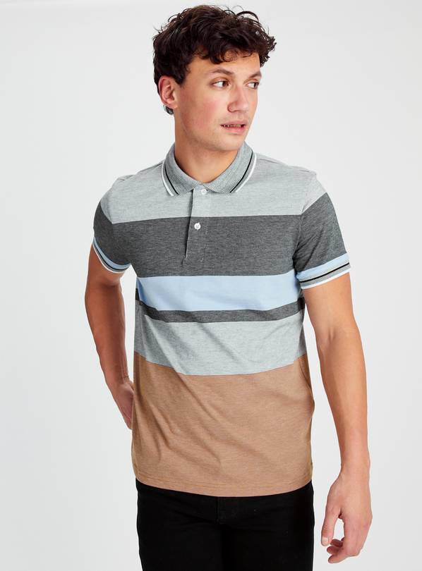 Stripe Short Sleeve Polo Shirt M